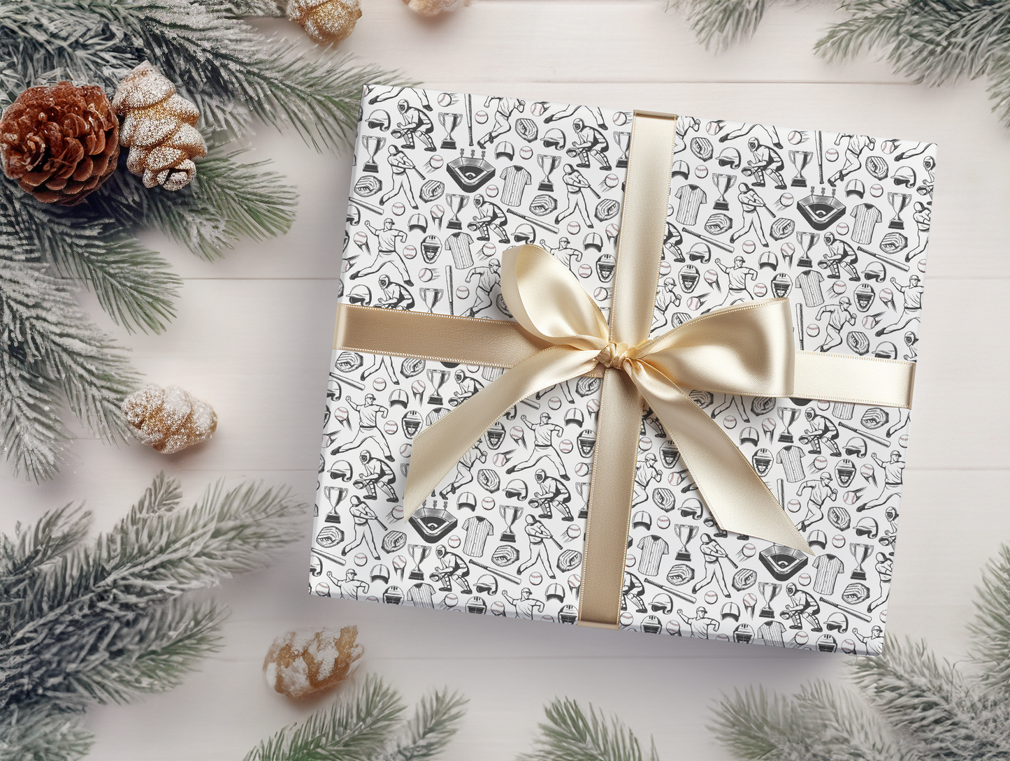 Baseball Christmas Wrapping Paper - Luxury Holiday Wrapping Paper