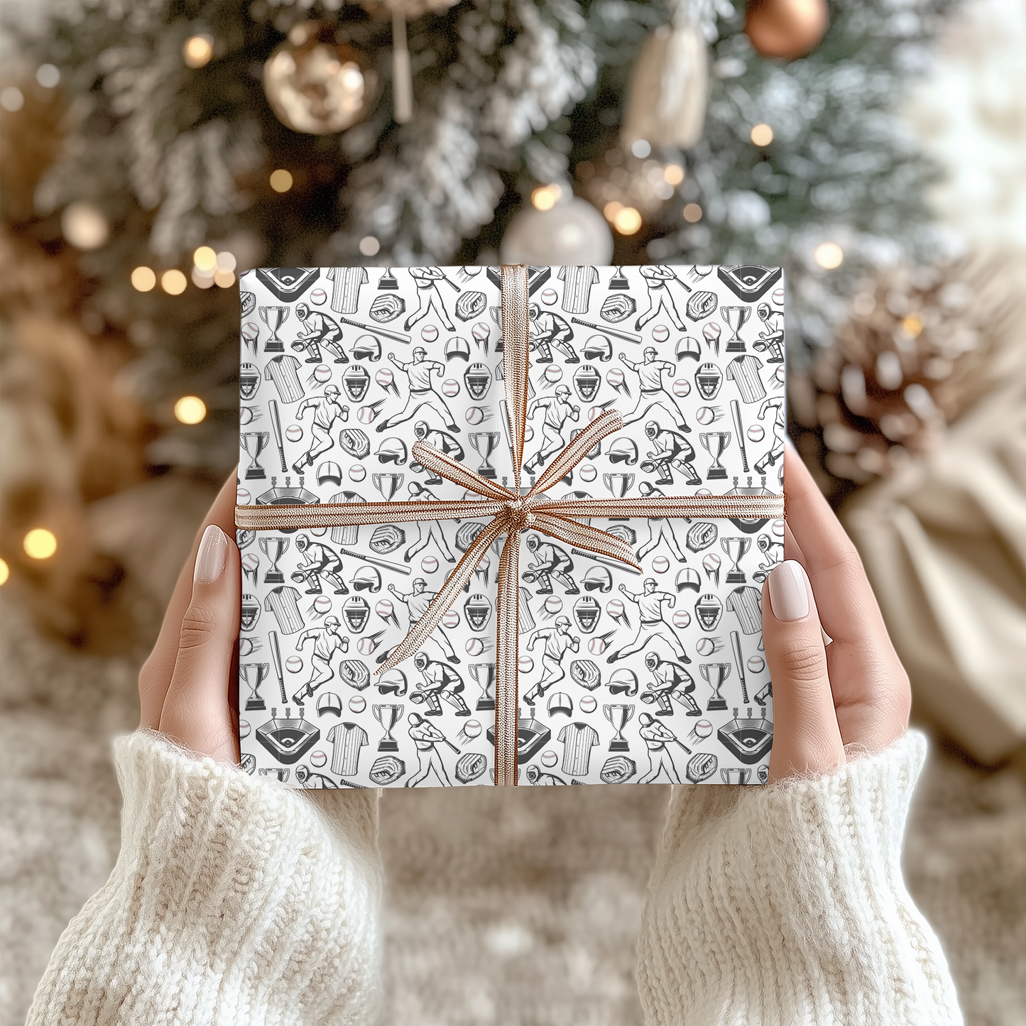 Baseball Christmas Wrapping Paper - Luxury Holiday Wrapping Paper