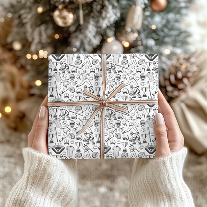Baseball Christmas Wrapping Paper - Luxury Holiday Wrapping Paper