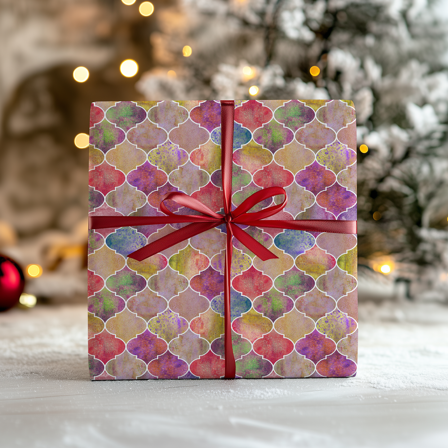 Bright Moroccan Christmas Wrapping Paper - Luxury Holiday Wrapping Paper