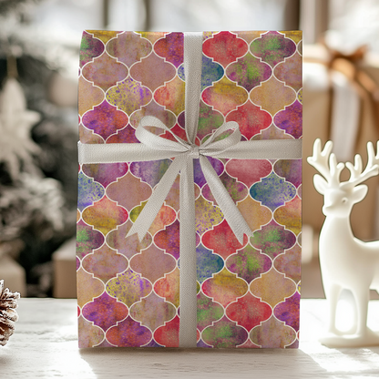 Bright Moroccan Christmas Wrapping Paper - Luxury Holiday Wrapping Paper