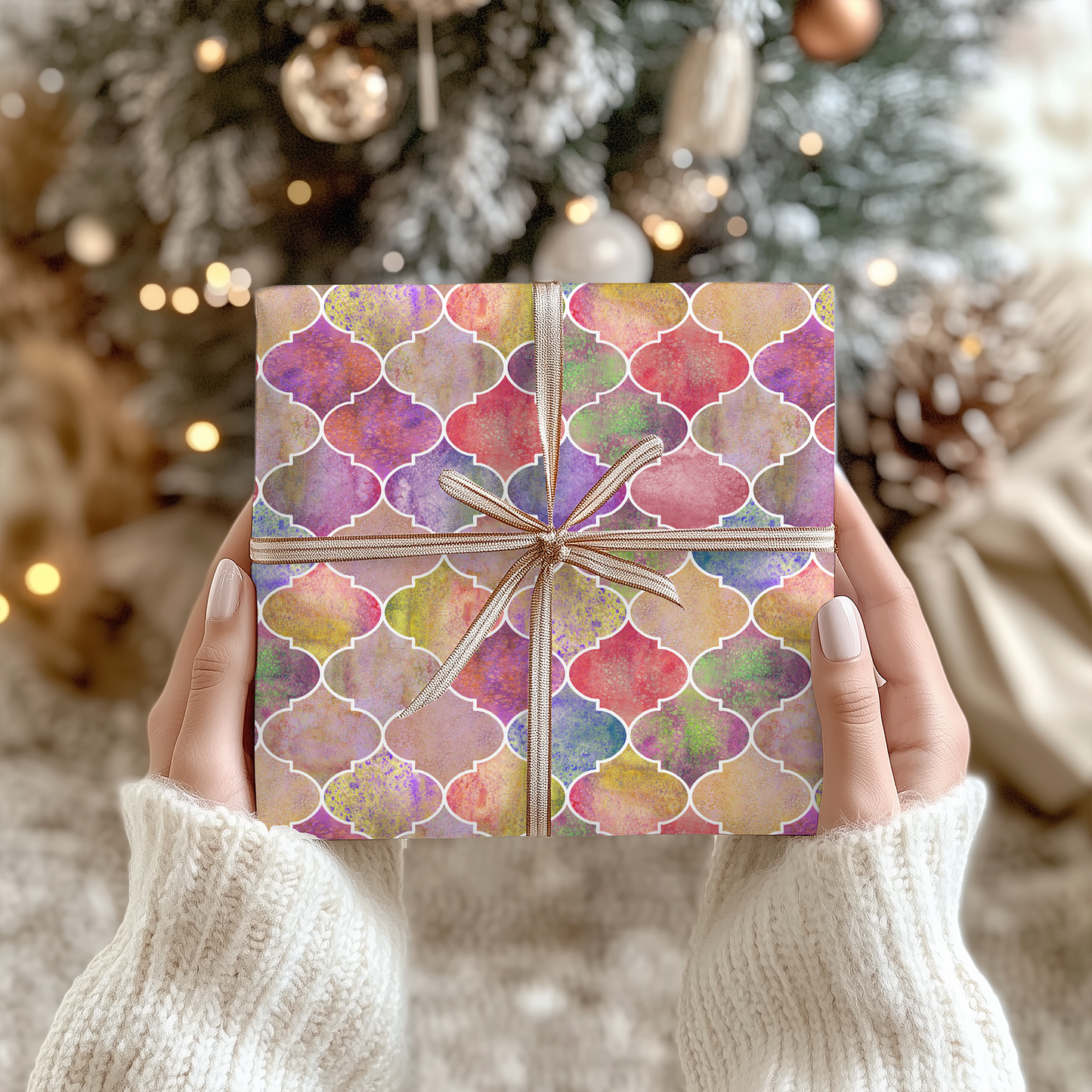 Bright Moroccan Christmas Wrapping Paper - Luxury Holiday Wrapping Paper