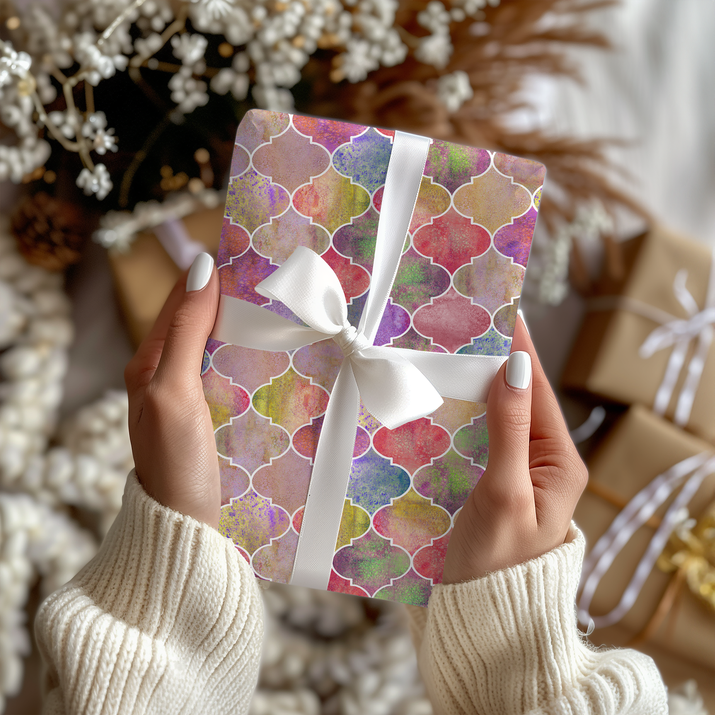 Bright Moroccan Christmas Wrapping Paper - Luxury Holiday Wrapping Paper