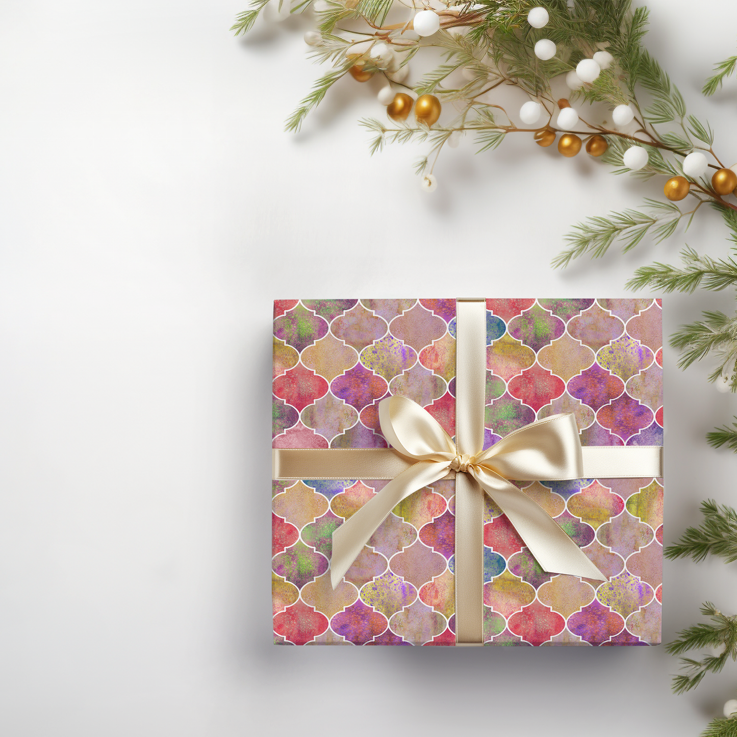 Bright Moroccan Christmas Wrapping Paper - Luxury Holiday Wrapping Paper