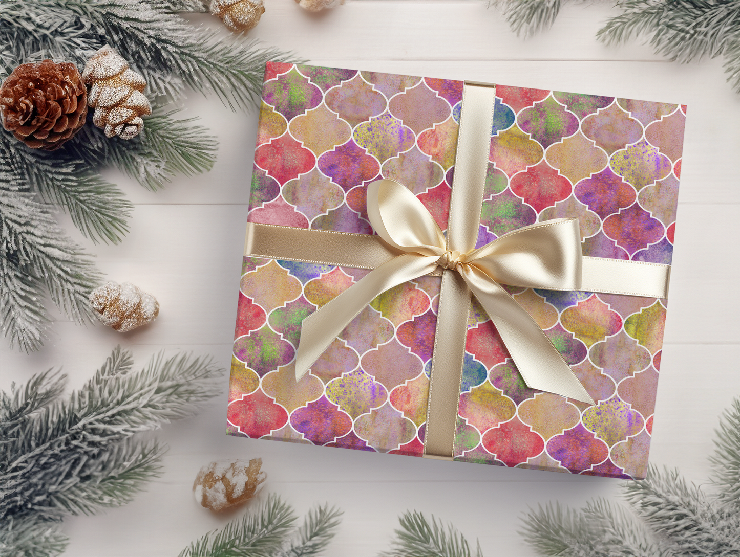 Bright Moroccan Christmas Wrapping Paper - Luxury Holiday Wrapping Paper