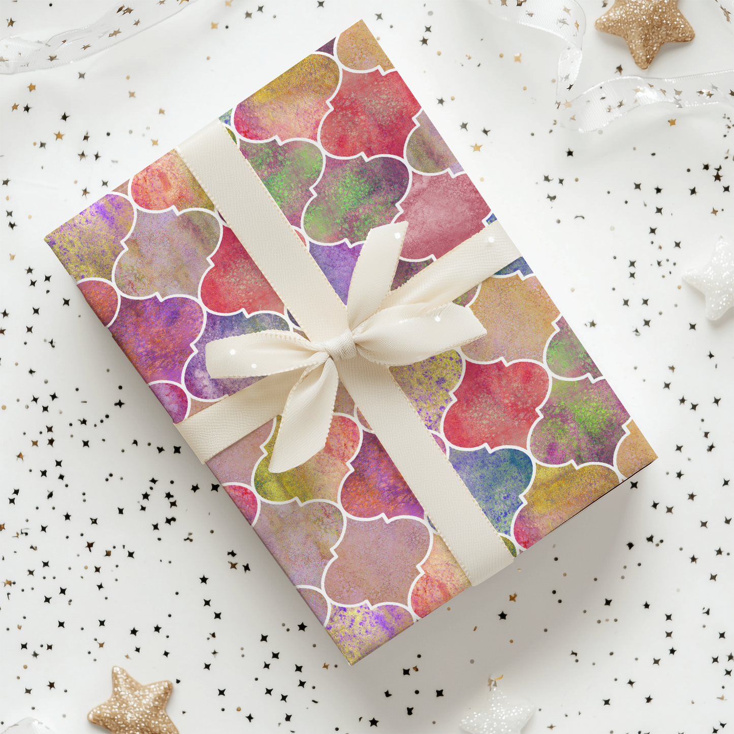 Bright Moroccan Christmas Wrapping Paper - Luxury Holiday Wrapping Paper