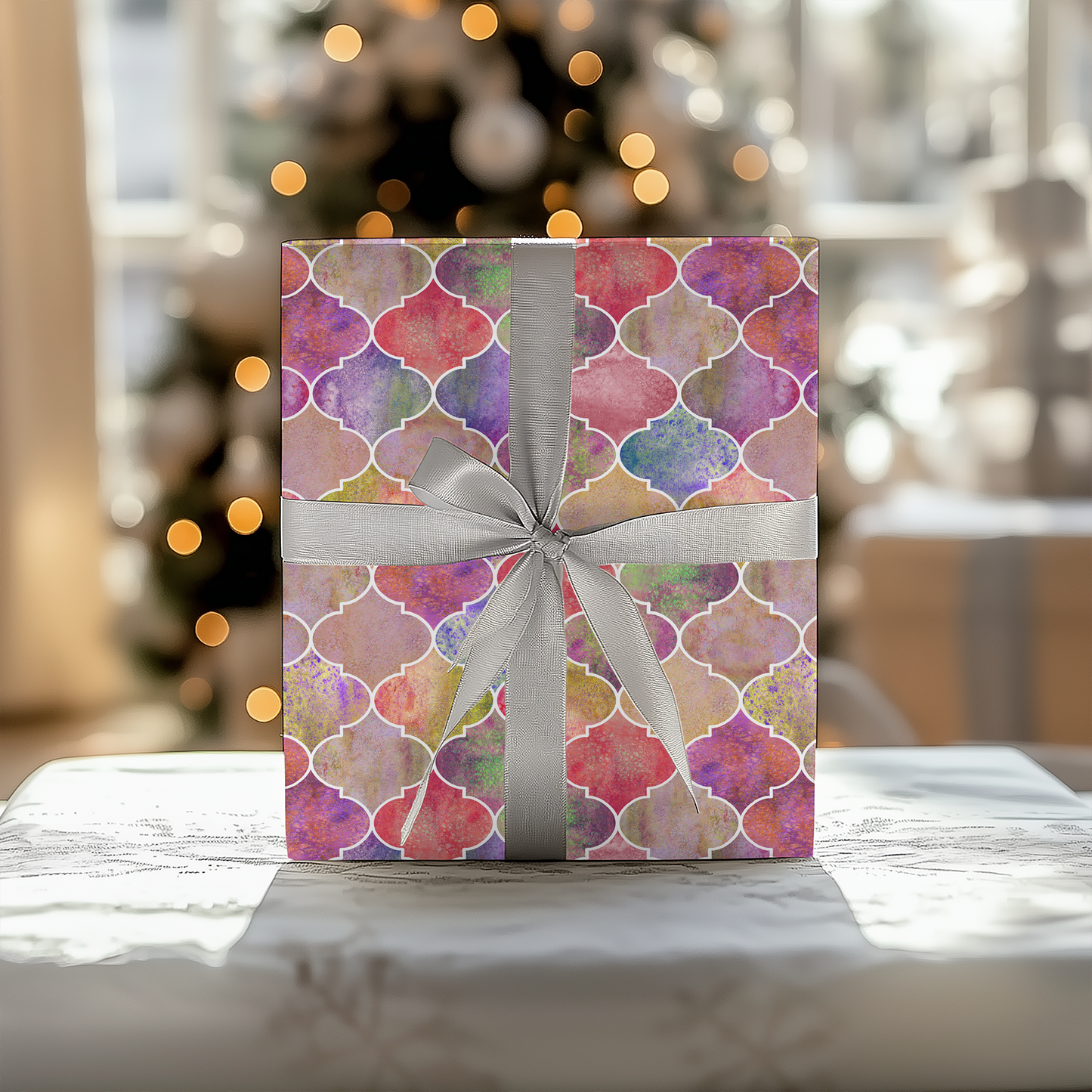 Bright Moroccan Christmas Wrapping Paper - Luxury Holiday Wrapping Paper