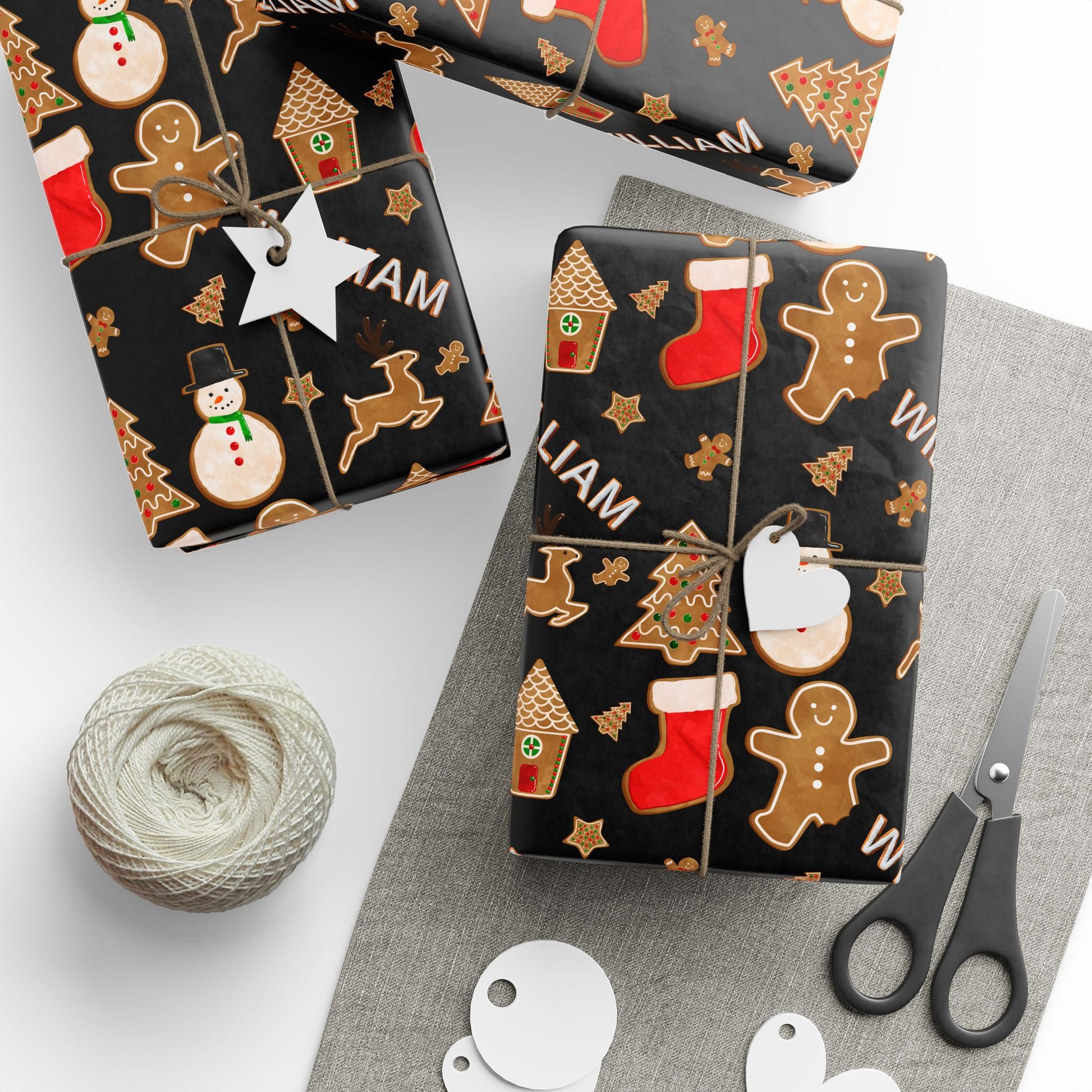a pair of scissors and some wrapping paper