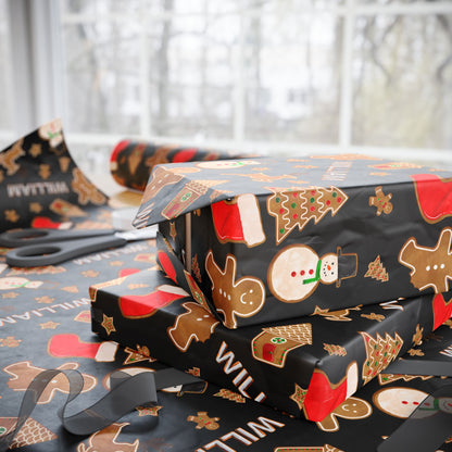 a wrapping paper wrapped in black and red christmas wrapping