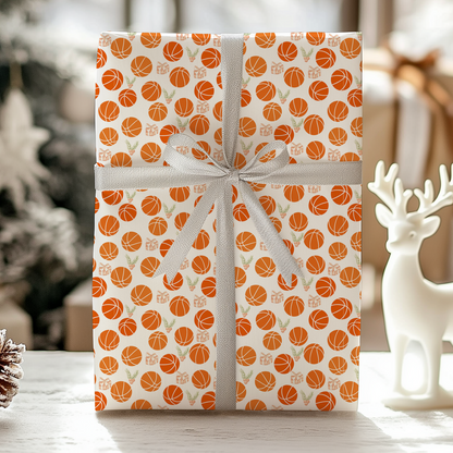 a present wrapped in white paper with a deer figurine next to it