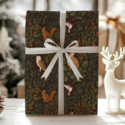 a christmas present wrapped in brown paper with a white bow