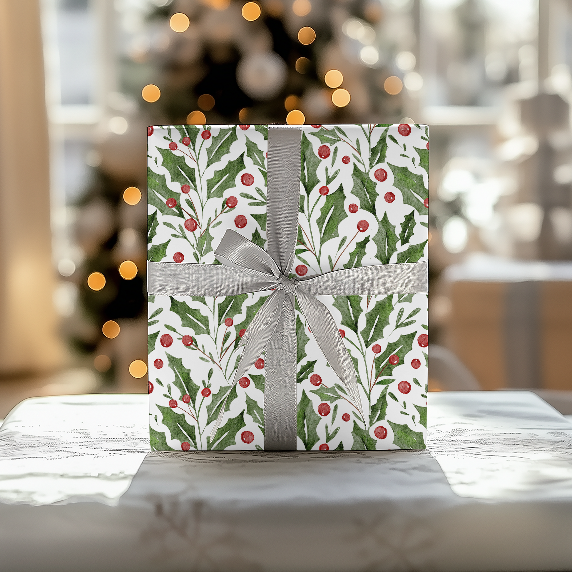 a present box with a bow on a table