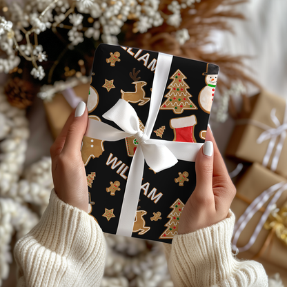 a woman holding a christmas present in her hands