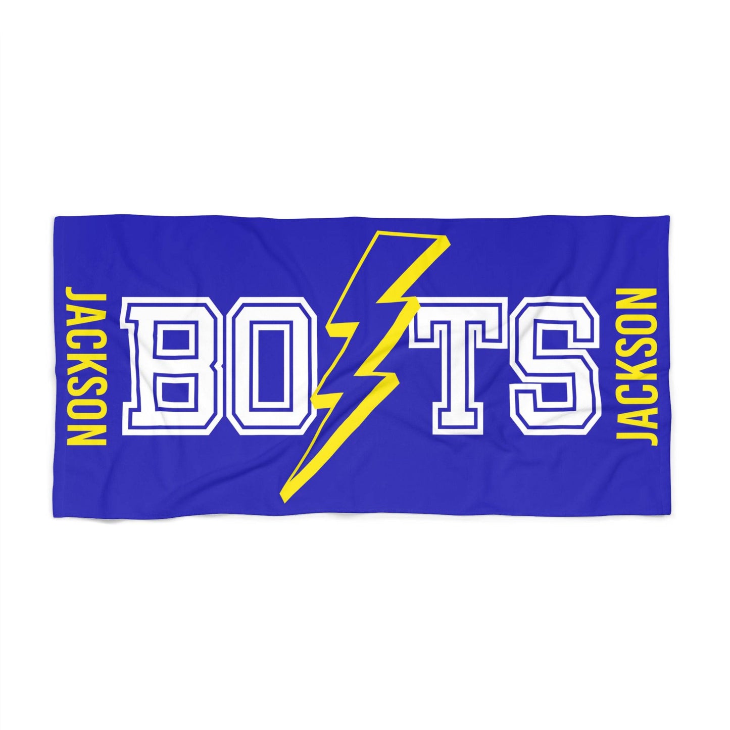 Blue Bolts Heavyweight Personalized Beach Towel