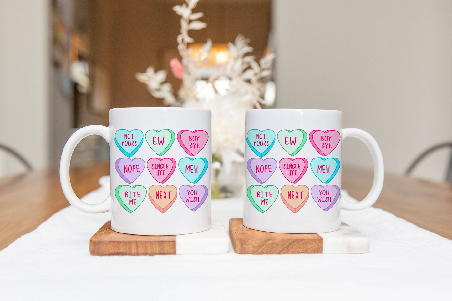Anti-Valentine's Day Conversation Hearts Mug