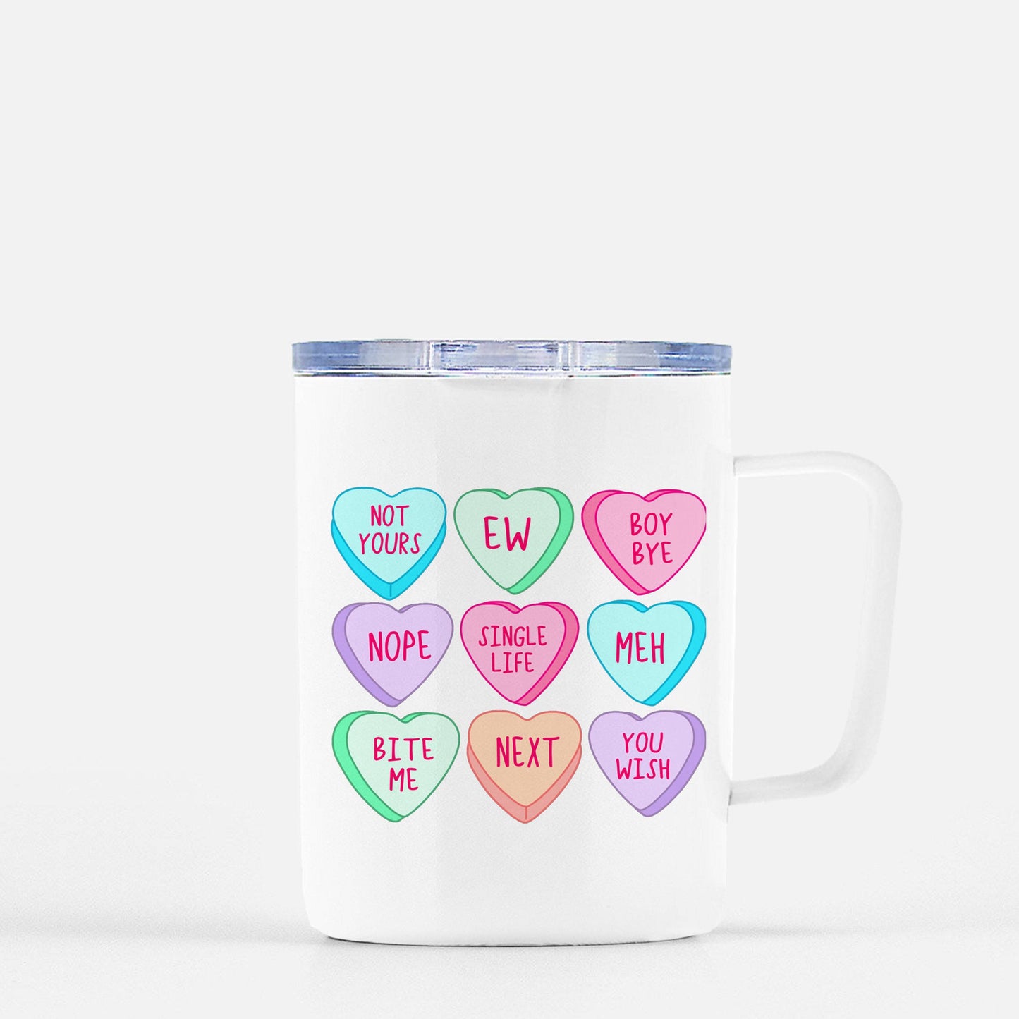 Anti-Valentine's Day Conversation Hearts Mug