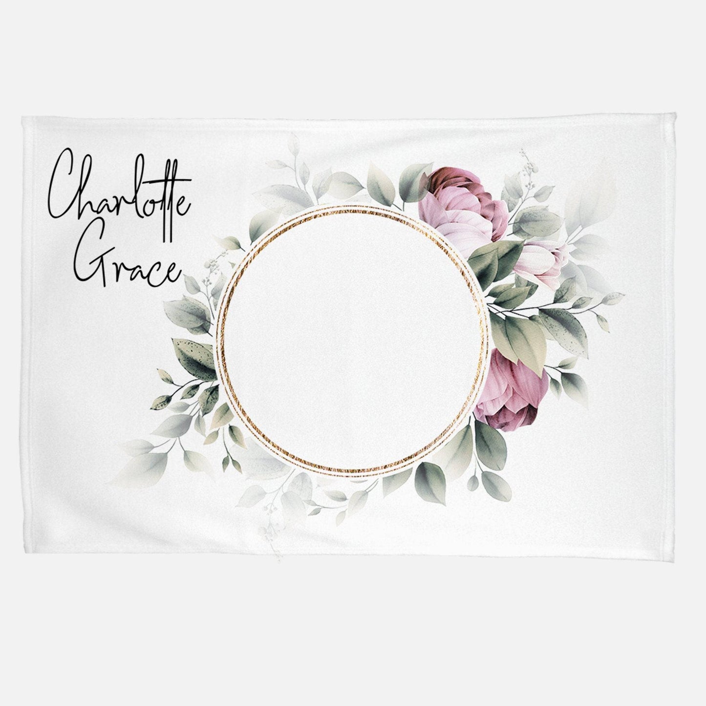 Baby Girl Personalized Circle Floral Blanket