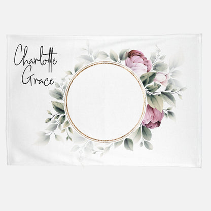 Baby Girl Personalized Circle Floral Blanket