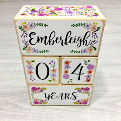 Baby Milestone Blocks - Floral
