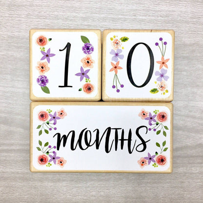 Baby Milestone Blocks - Floral