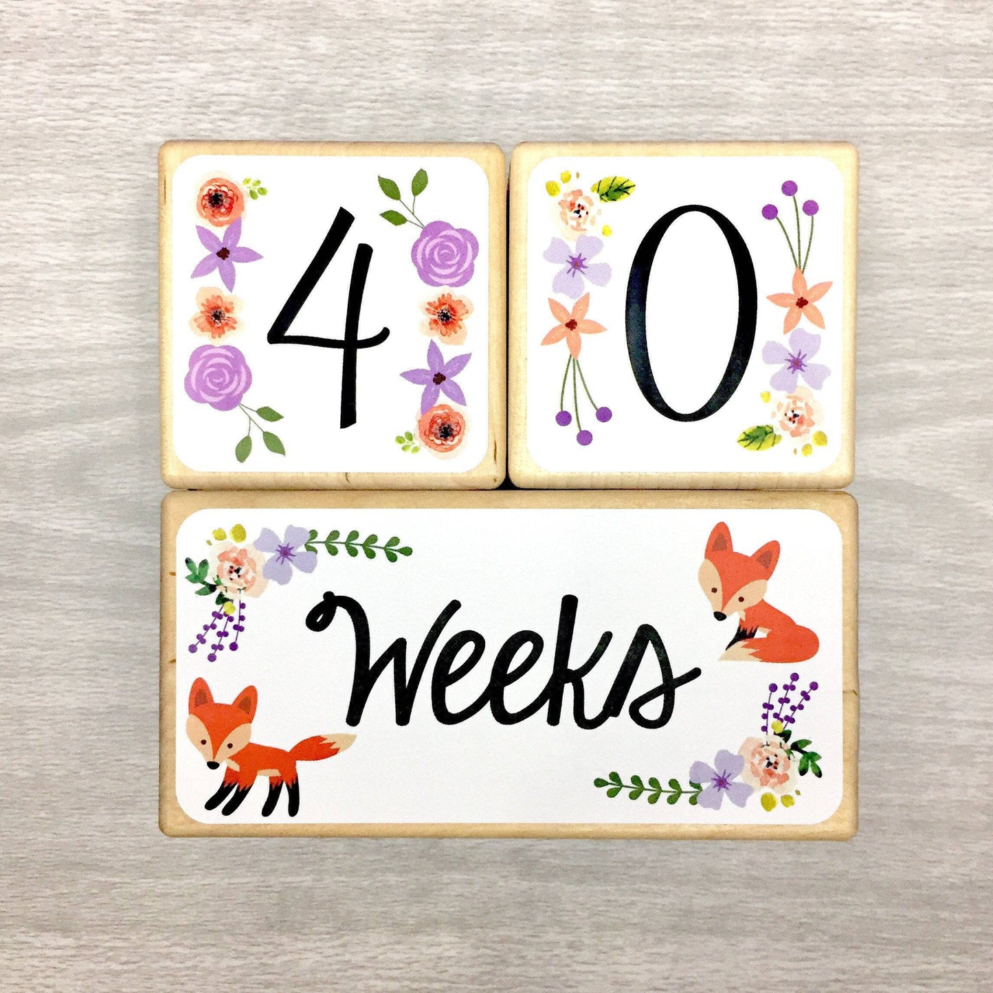 Baby Milestone Blocks - Foxes & Flowers