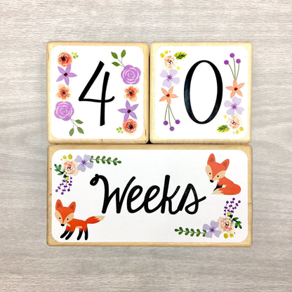 Baby Milestone Blocks - Foxes & Flowers