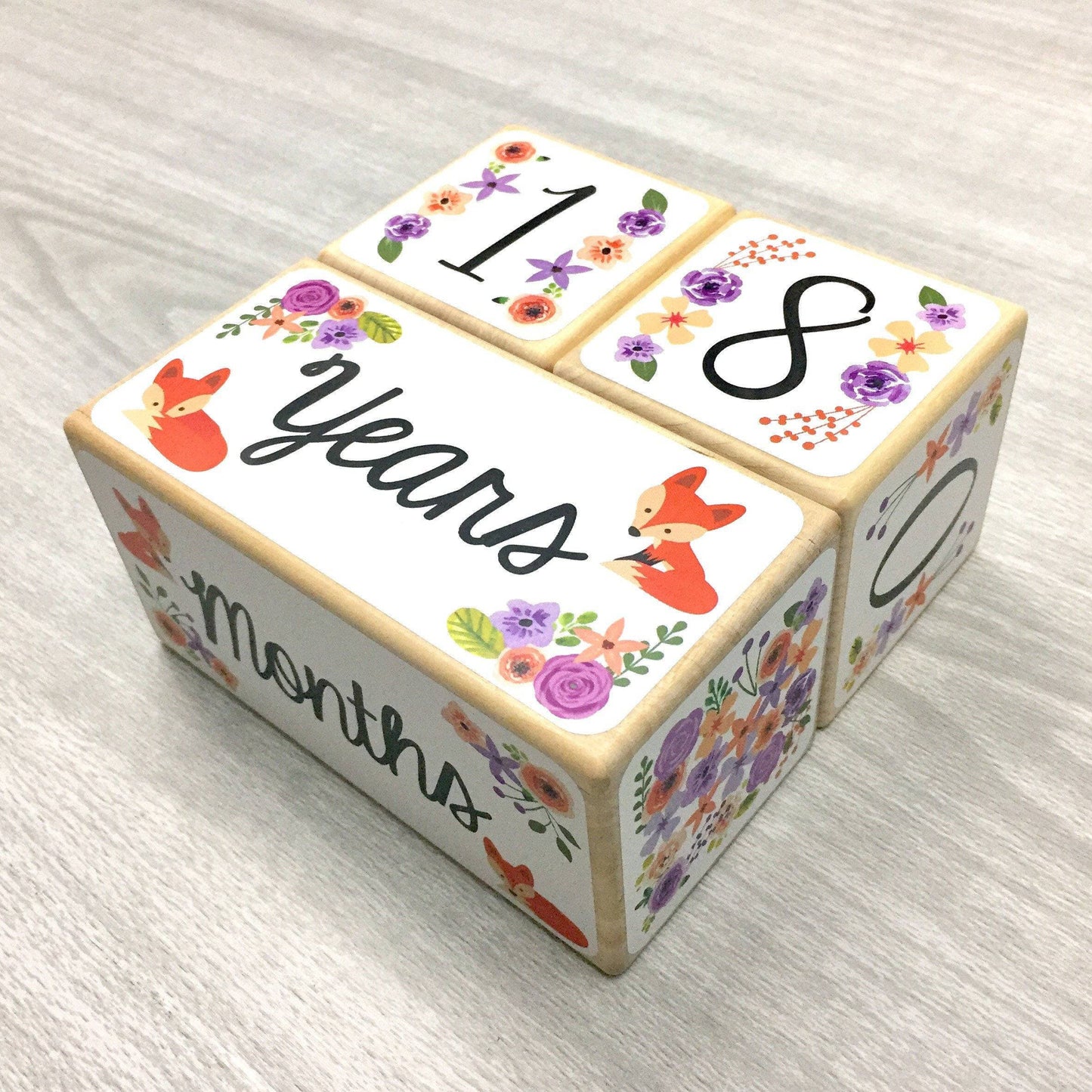 Baby Milestone Blocks - Foxes & Flowers