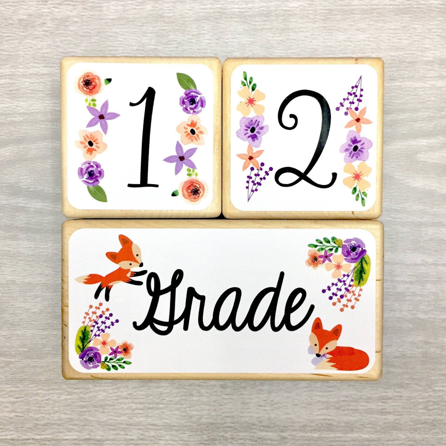 Baby Milestone Blocks - Foxes & Flowers
