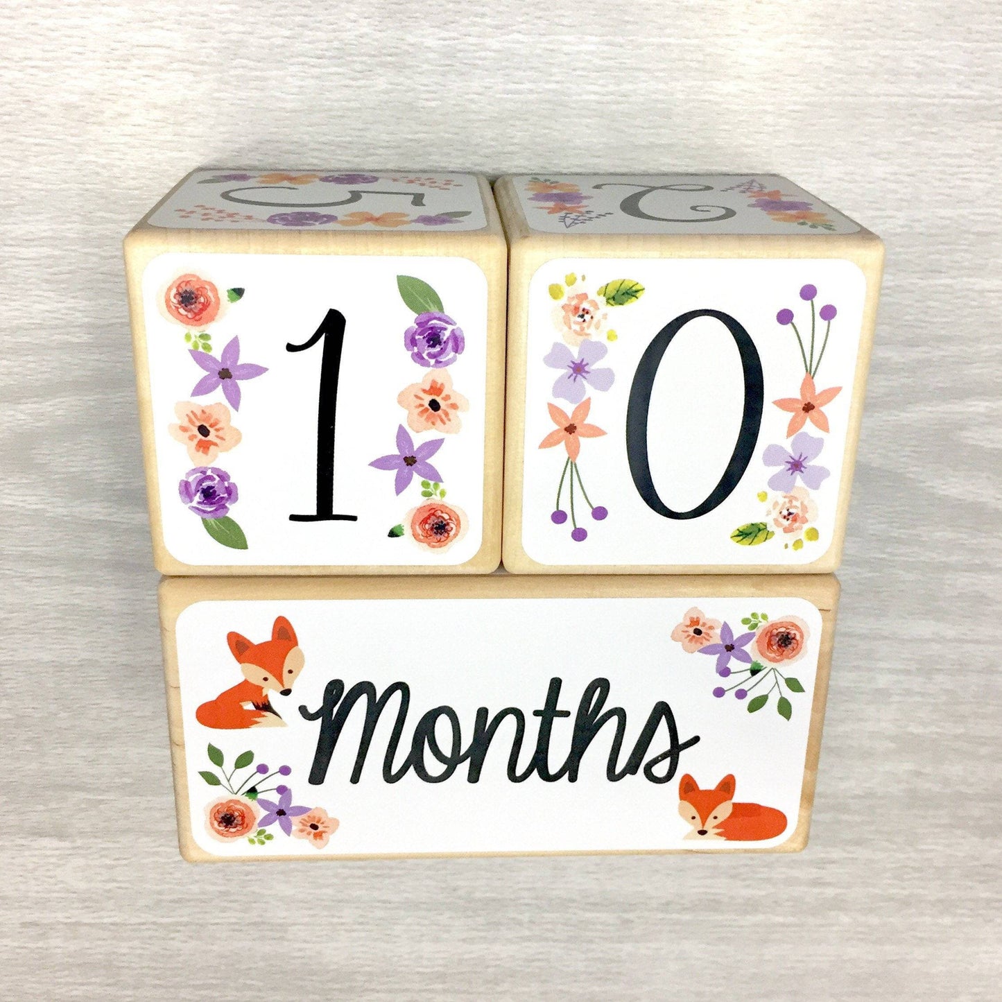 Baby Milestone Blocks - Foxes & Flowers