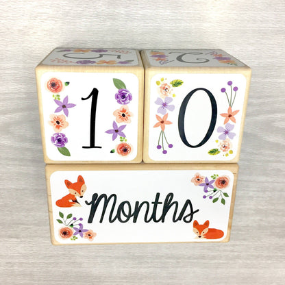 Baby Milestone Blocks - Foxes & Flowers