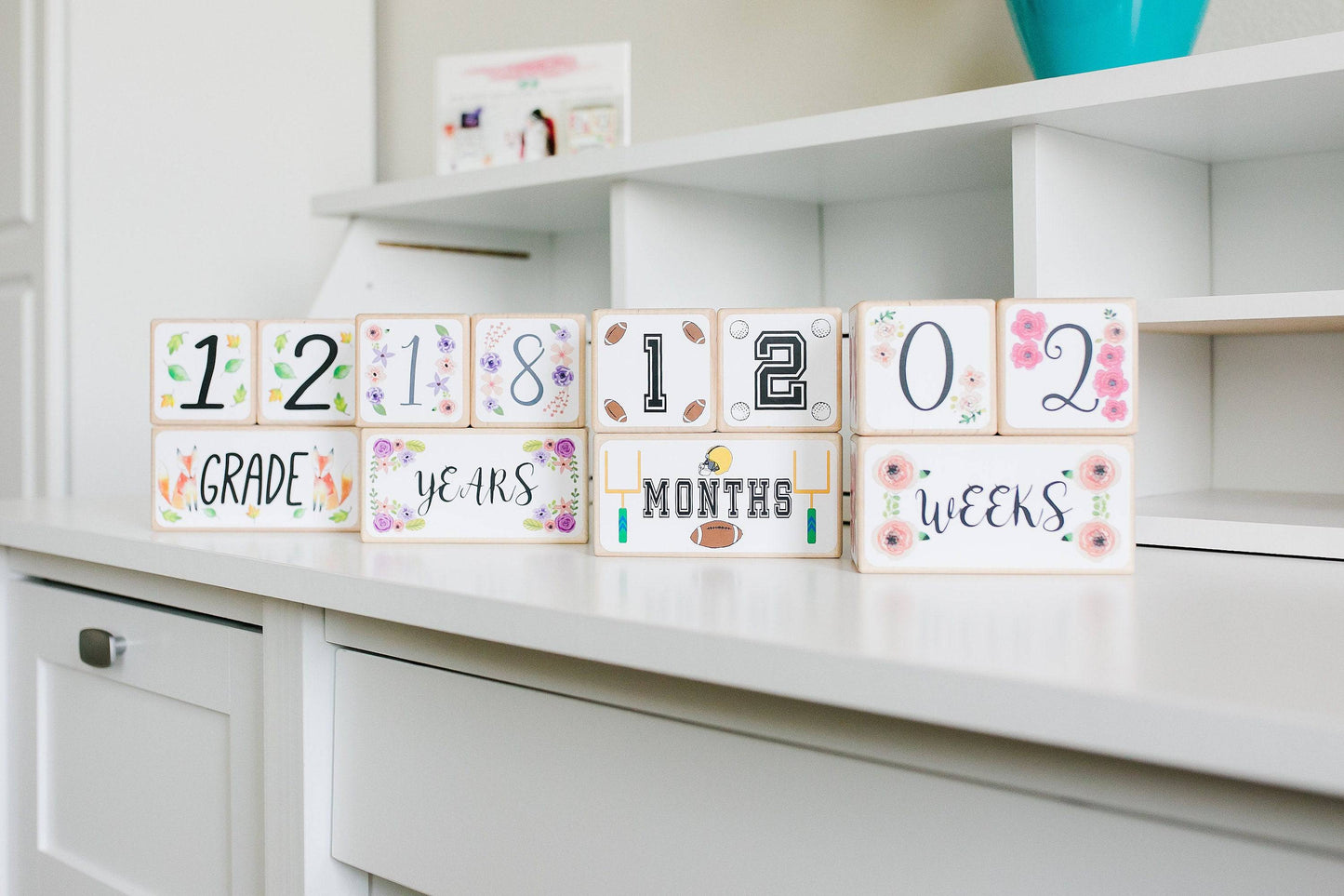 Baby Milestone Blocks - Foxes & Flowers