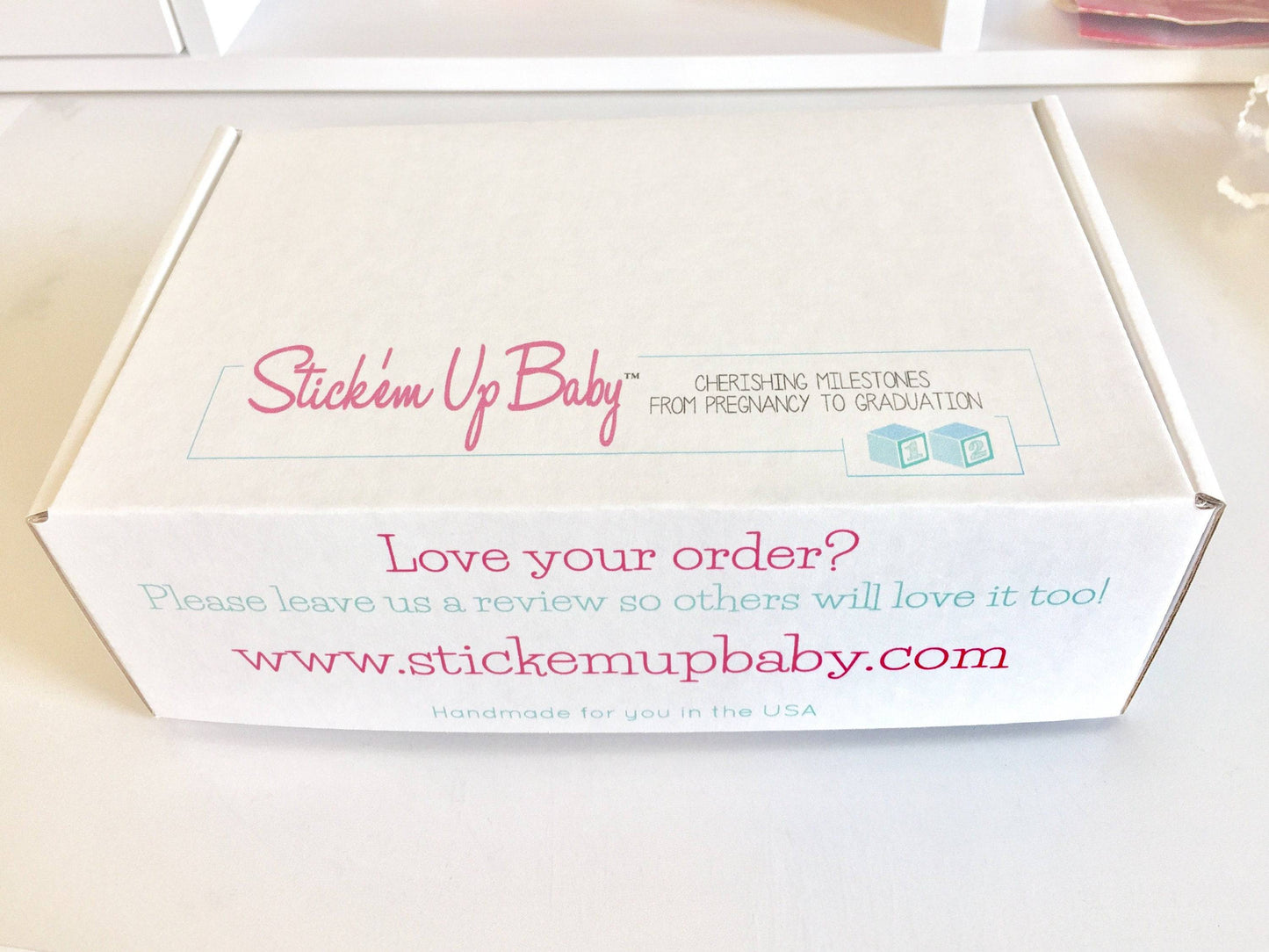 Baby Milestone Blocks - Pink & Aqua Flowers