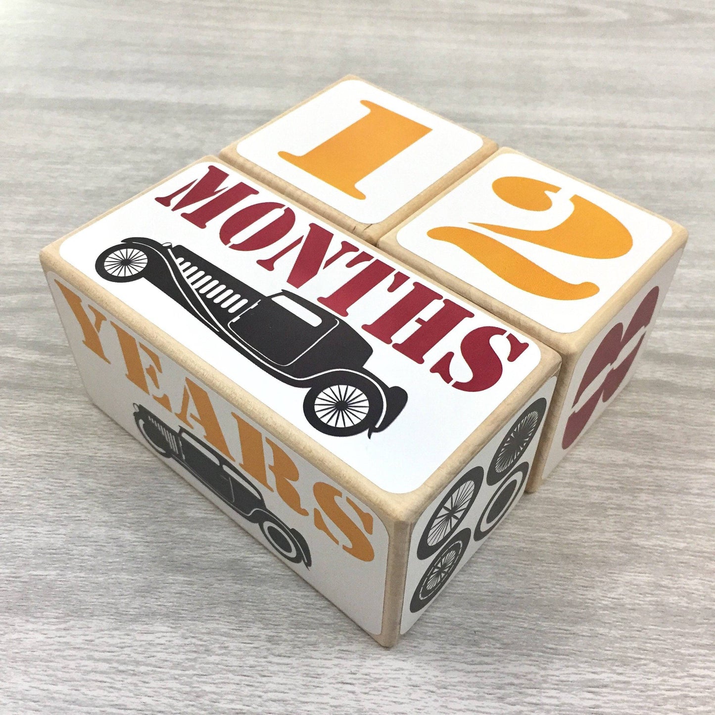 Baby Milestone Blocks - Vintage Cars