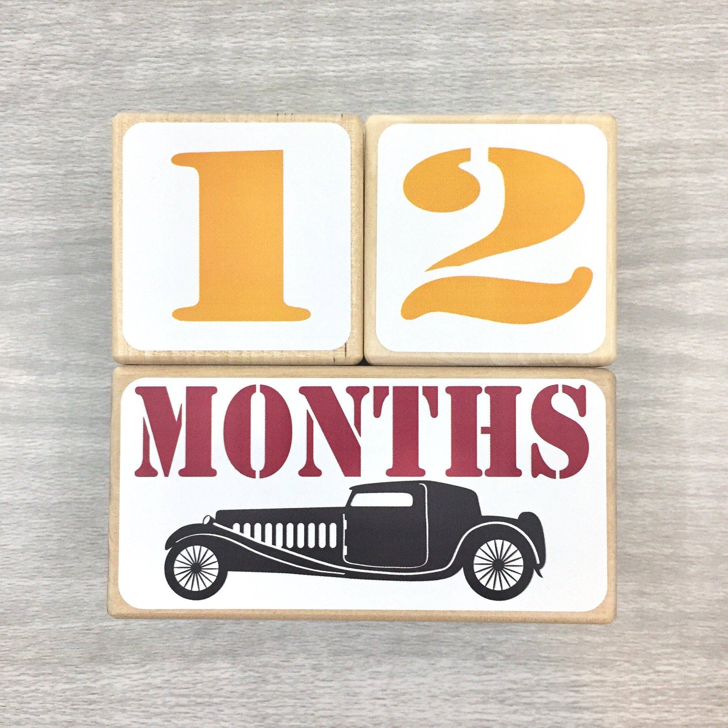 Baby Milestone Blocks - Vintage Cars