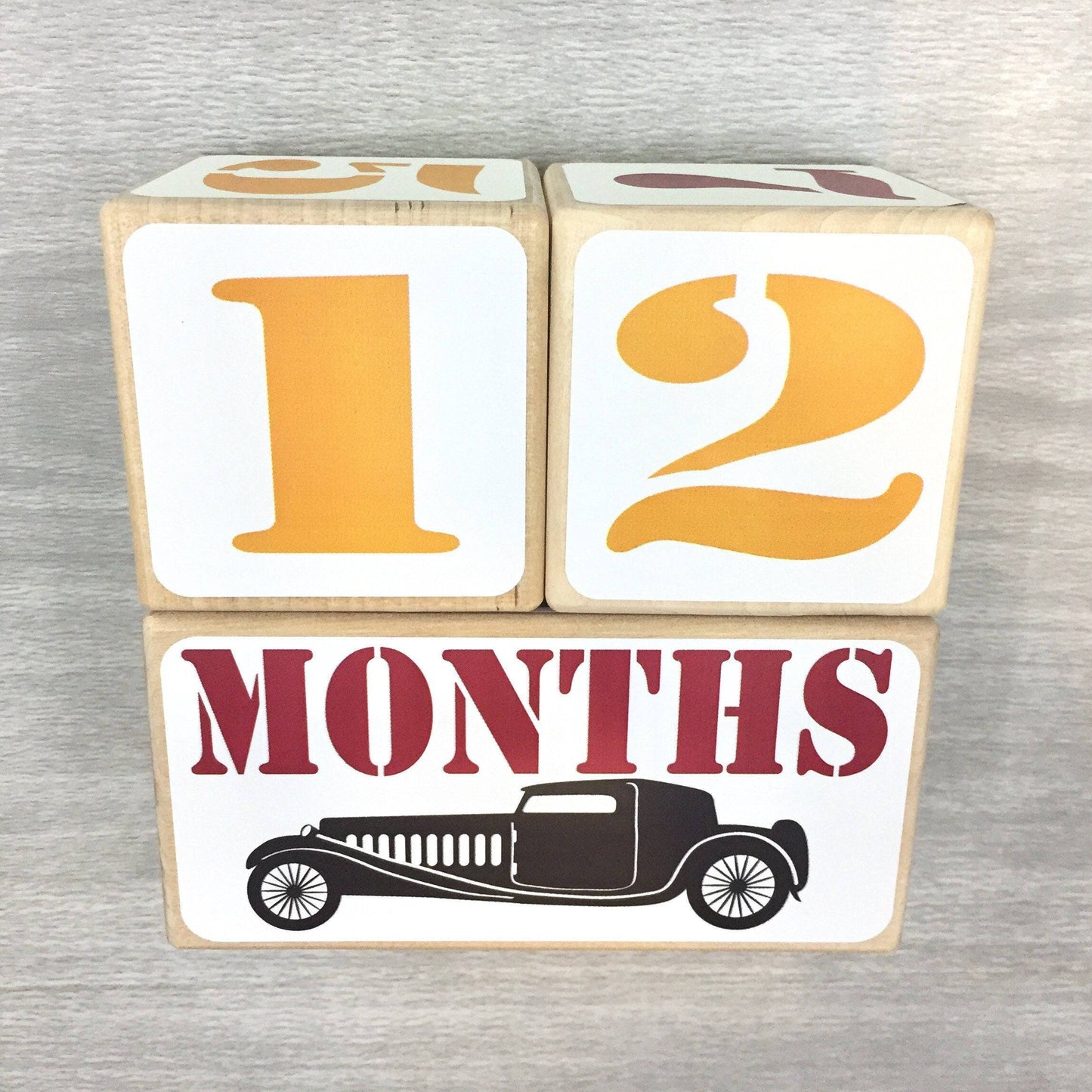 Baby Milestone Blocks - Vintage Cars