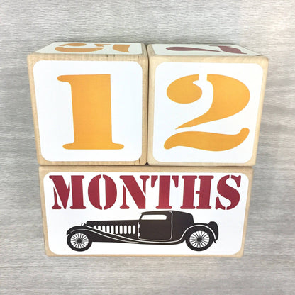 Baby Milestone Blocks - Vintage Cars