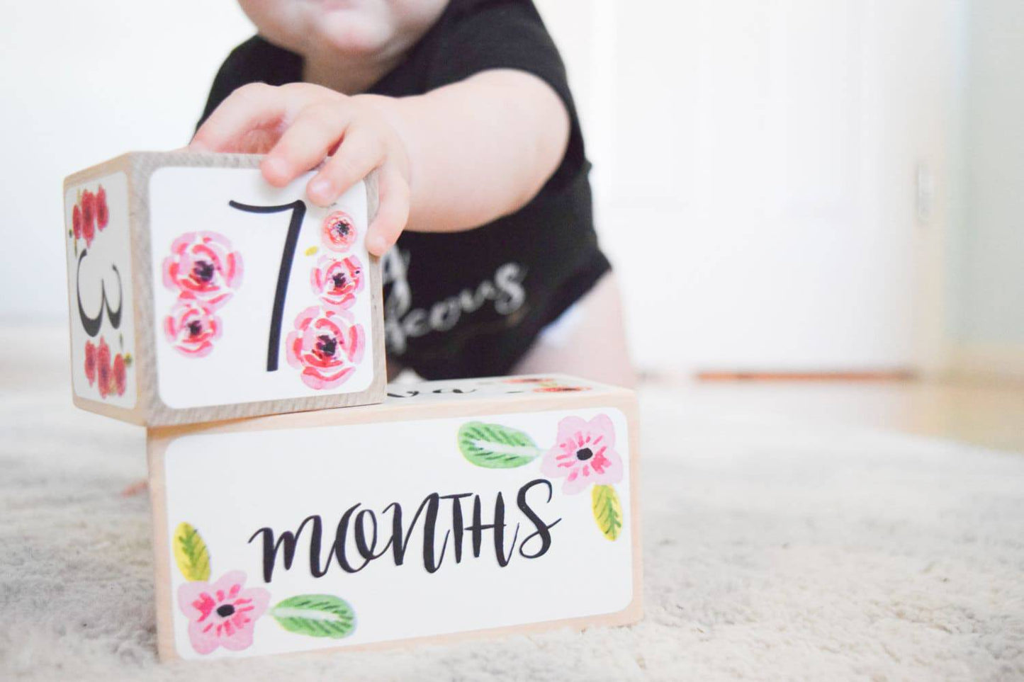 Baby Milestone Blocks - Watercolor Floral