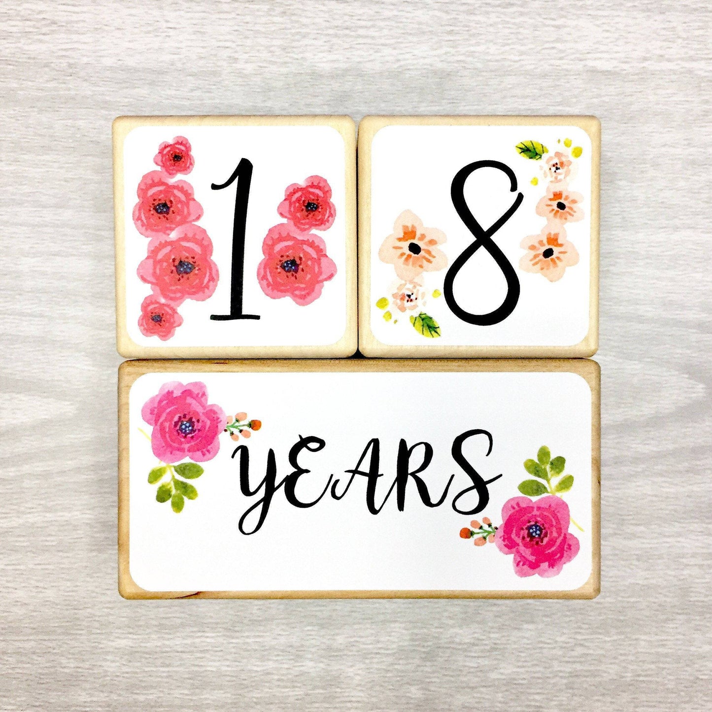 Baby Milestone Blocks - Watercolor Floral