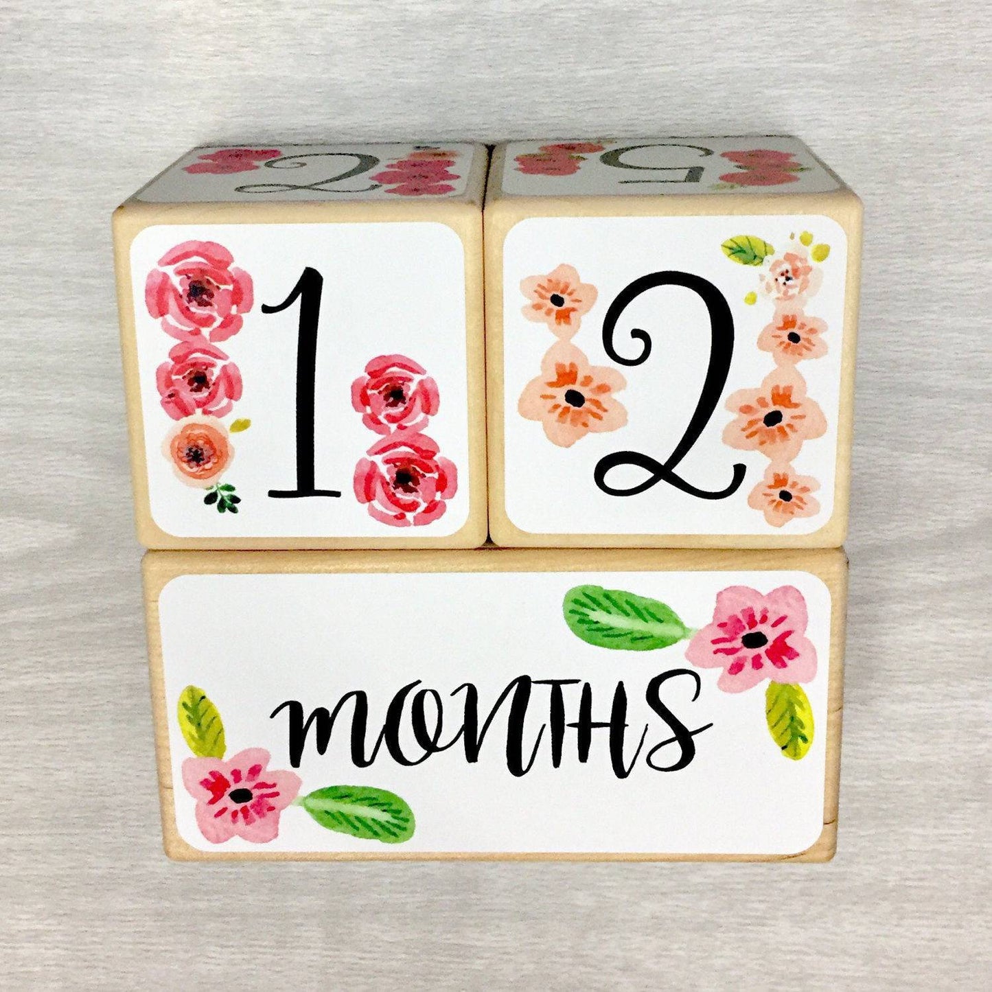 Baby Milestone Blocks - Watercolor Floral