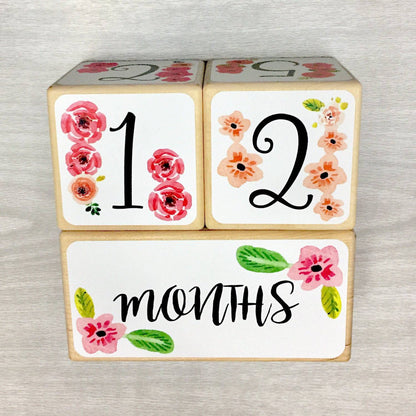 Baby Milestone Blocks - Watercolor Floral