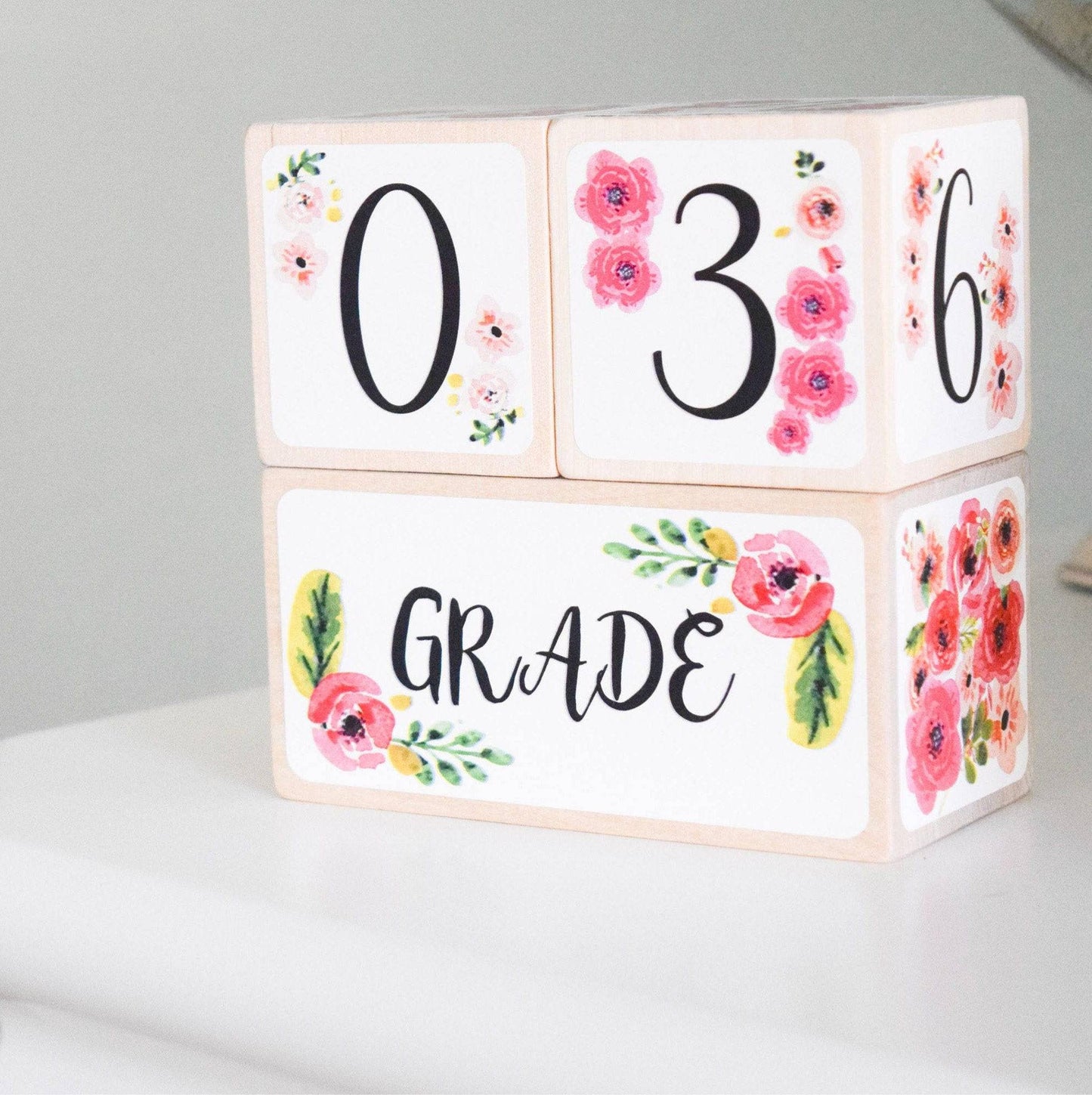 Baby Milestone Blocks - Watercolor Floral