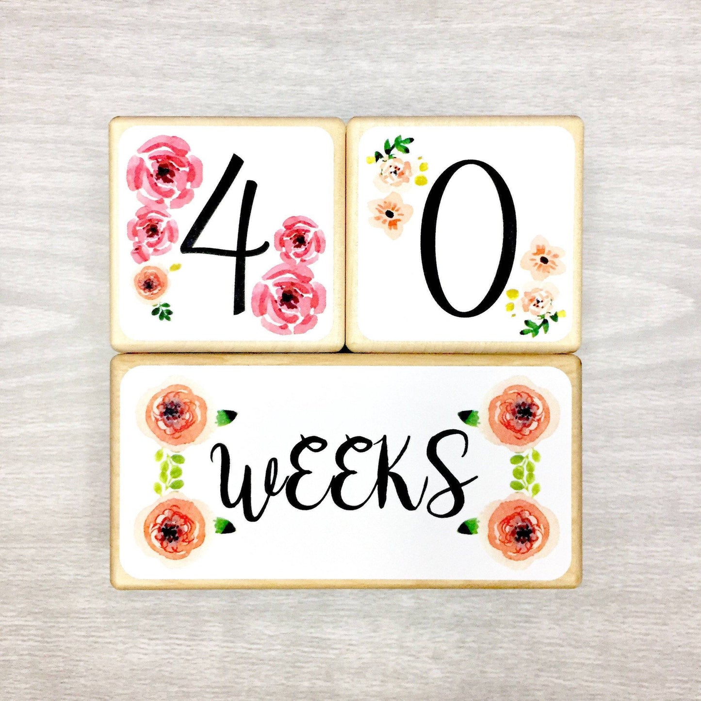 Baby Milestone Blocks - Watercolor Floral