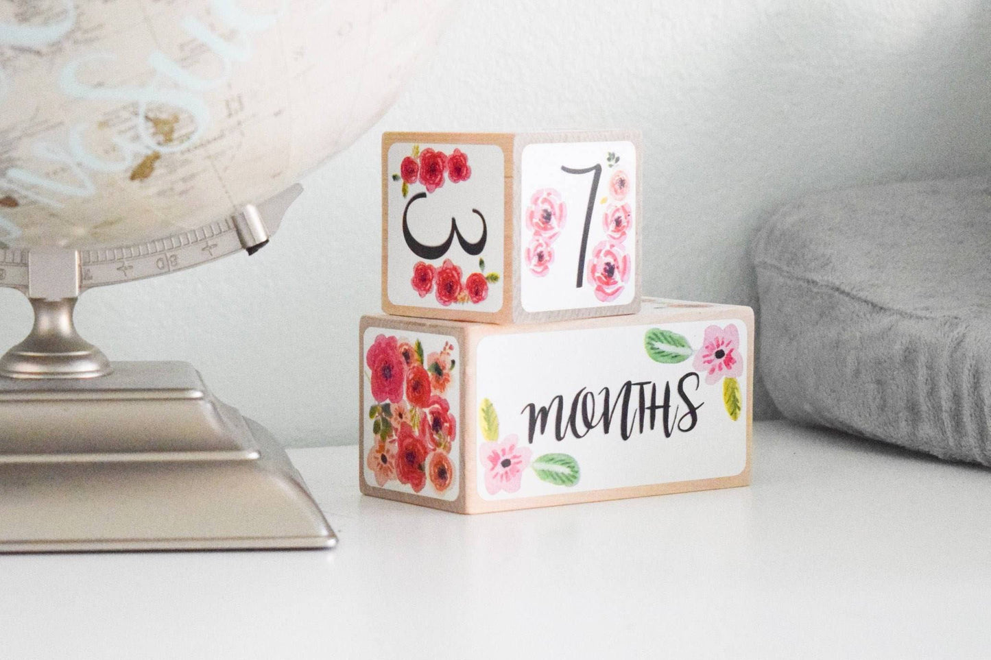 Baby Milestone Blocks - Watercolor Floral