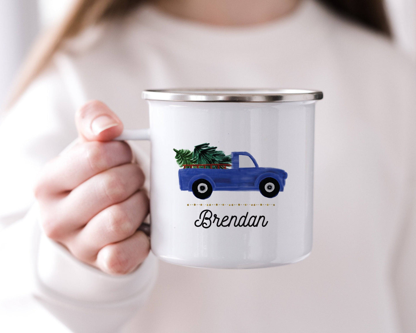 Blue Christmas Truck Mug