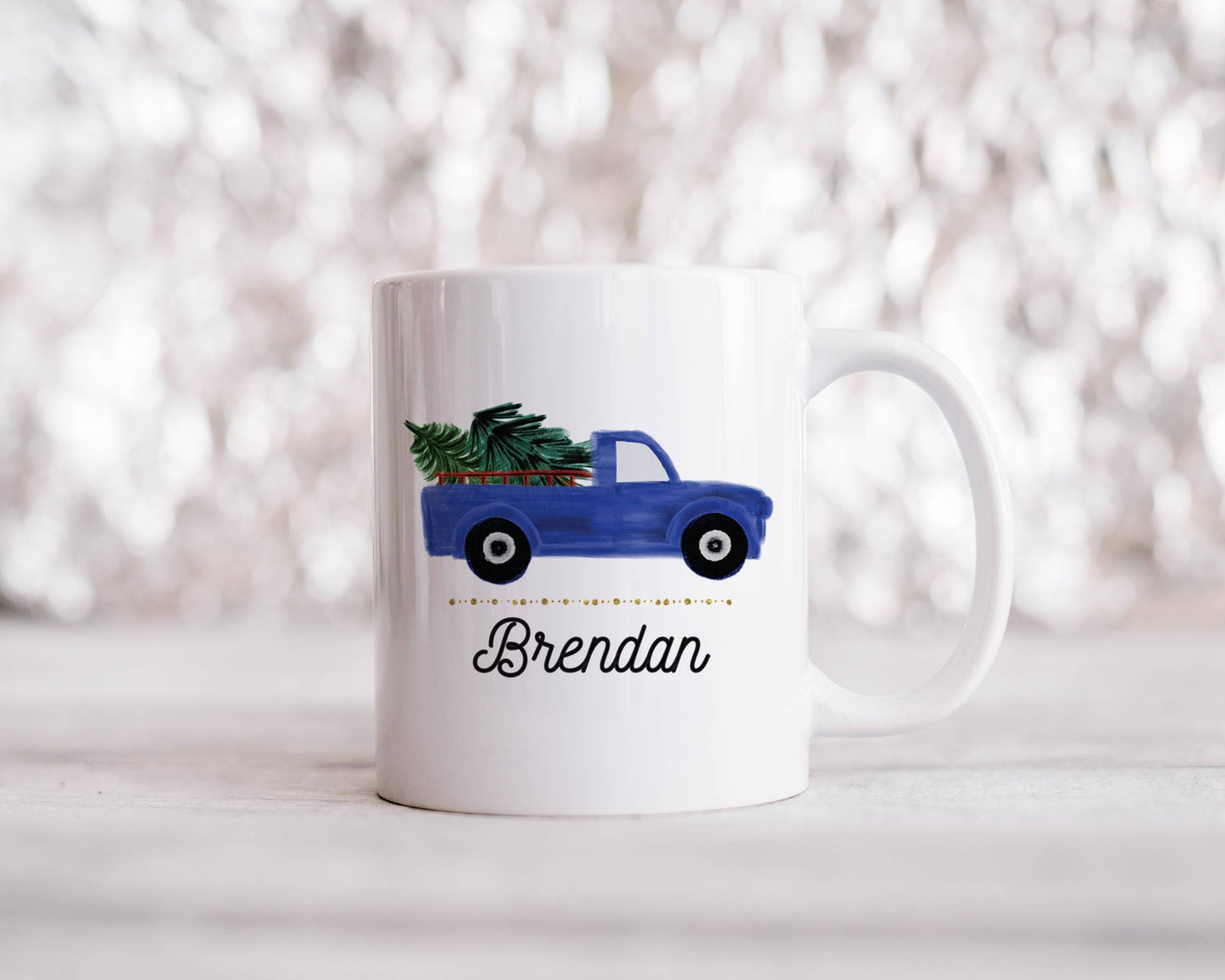 Blue Christmas Truck Mug