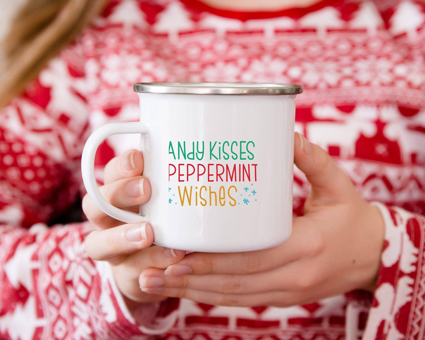 Candy Cane Kisses and Peppermint Wishes Mug