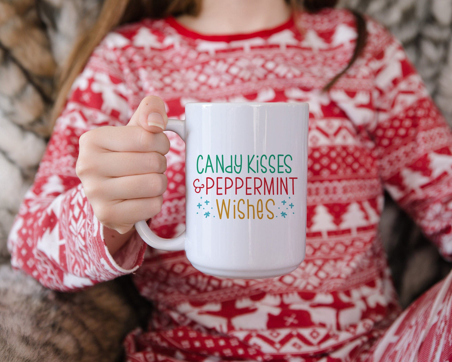 Candy Cane Kisses and Peppermint Wishes Mug