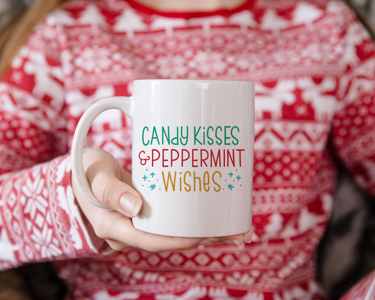 Candy Cane Kisses and Peppermint Wishes Mug