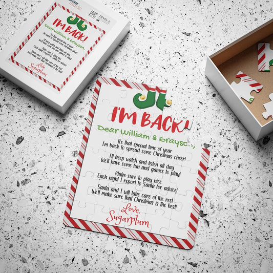 Elf I'm Back Personalized Puzzle | Elf Arrival Letter