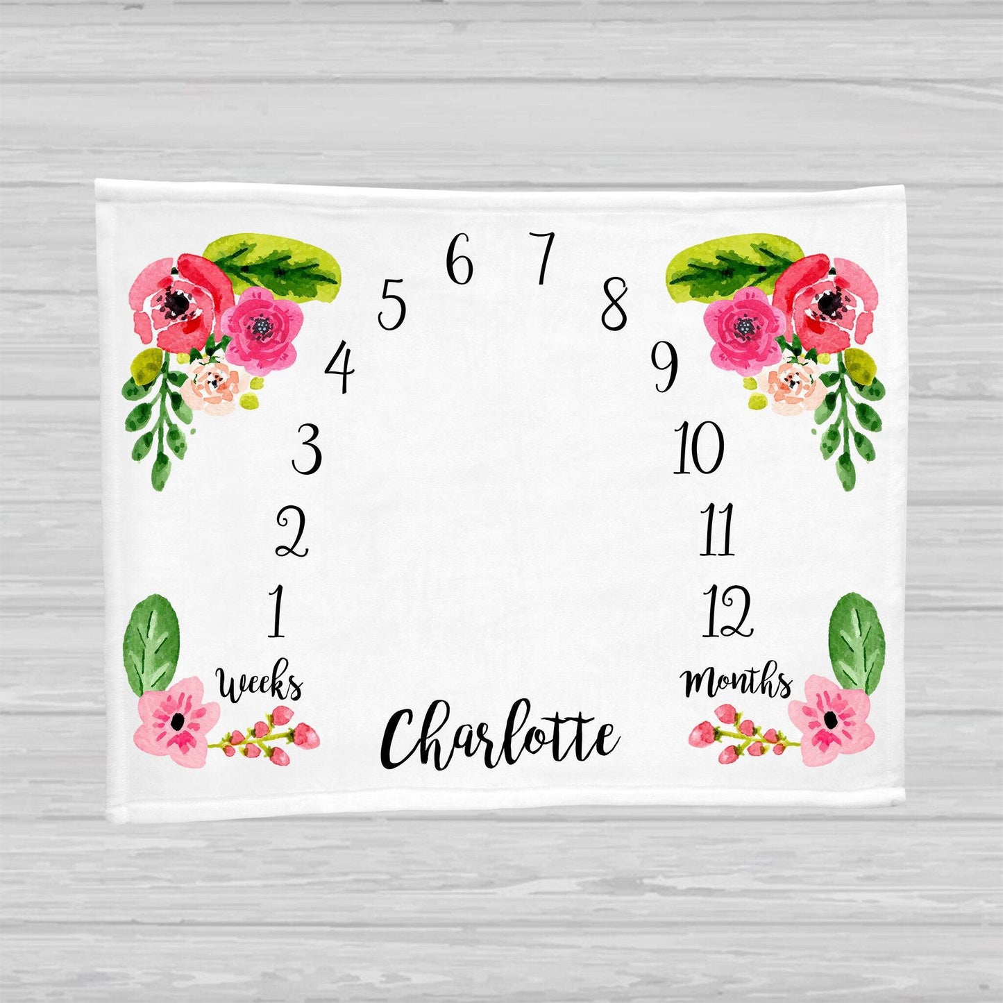 Floral Baby Milestone Blanket - Baby Girl Gift